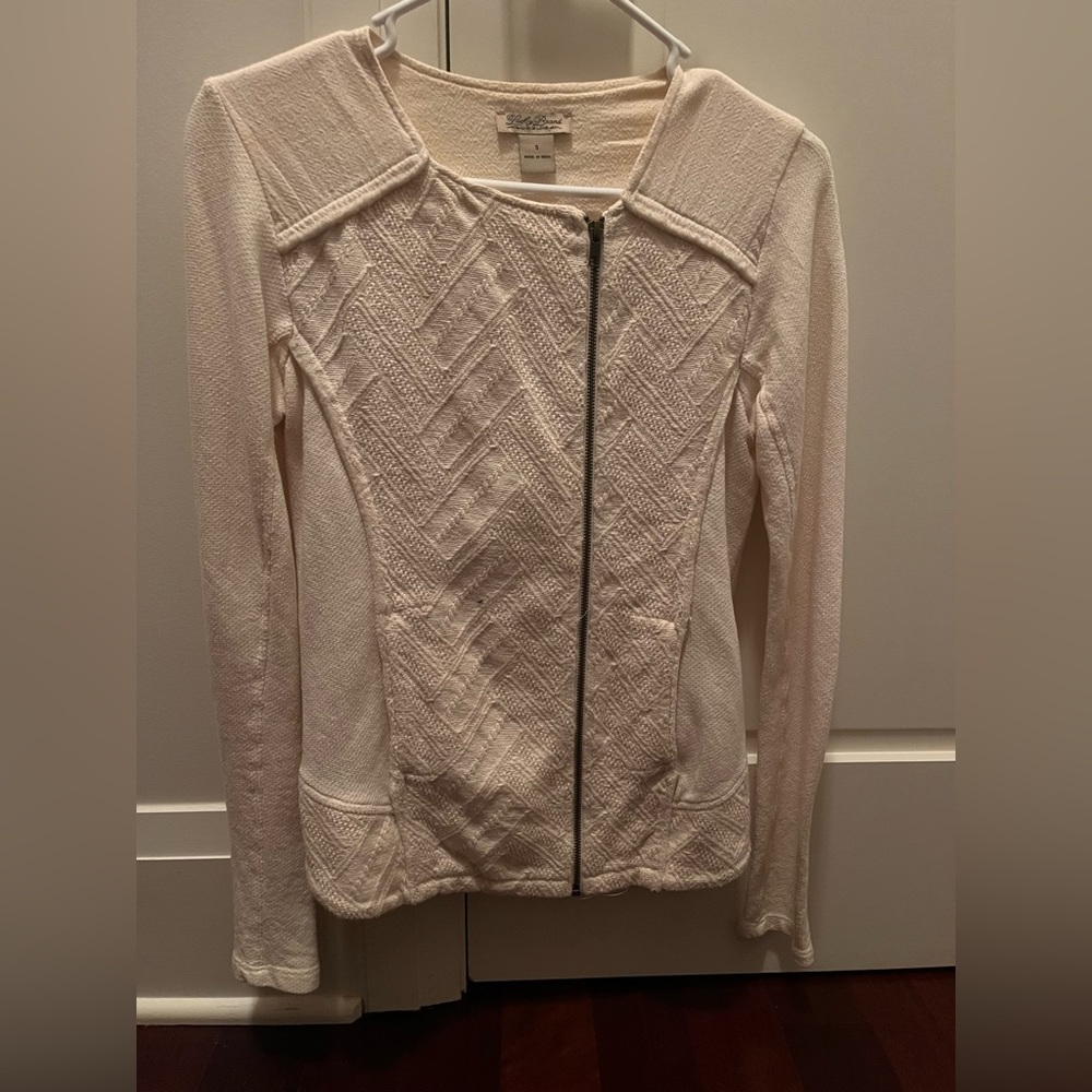 Lucky Brand Full Zip Knit Sweater Moto Textured Jacket Size Small